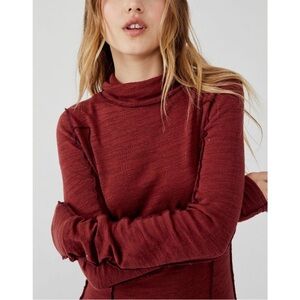 Free People Everyday Layering Long Sleeve Tee / Garnet Grotto Size Large